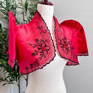 Red Black Organza Terno Sleeve Filipiniana Bolero ♥️